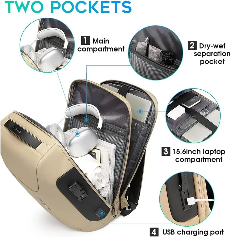 BANGE Business Backpack for Women,Smart Work Backpack with USB C Charging Port for Office Work Airplane Business, Slim Laptop Backpack 15.6 Inch Travel…