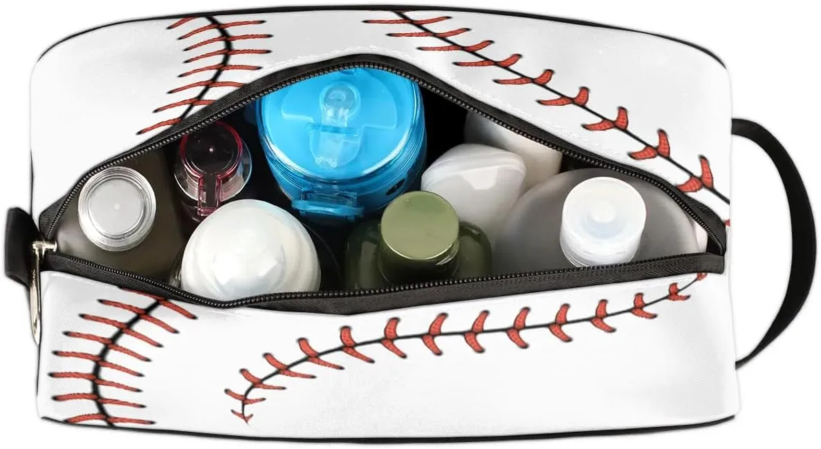 Baseball Toiletry Bag for Kids Boys Toiletry Pouch Waterproof Small Dopp Kit for Kids Hanging Wash Bag Cosmetic Bag Toiletry Bag for Travel Essential