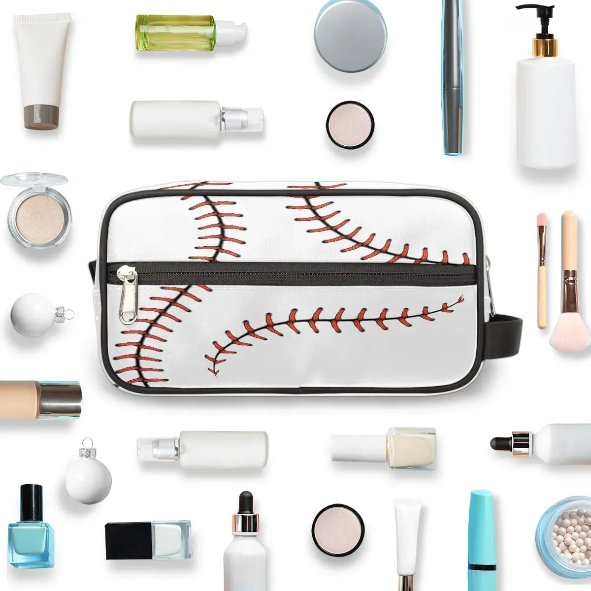 Baseball Toiletry Bag for Kids Boys Toiletry Pouch Waterproof Small Dopp Kit for Kids Hanging Wash Bag Cosmetic Bag Toiletry Bag for Travel Essential