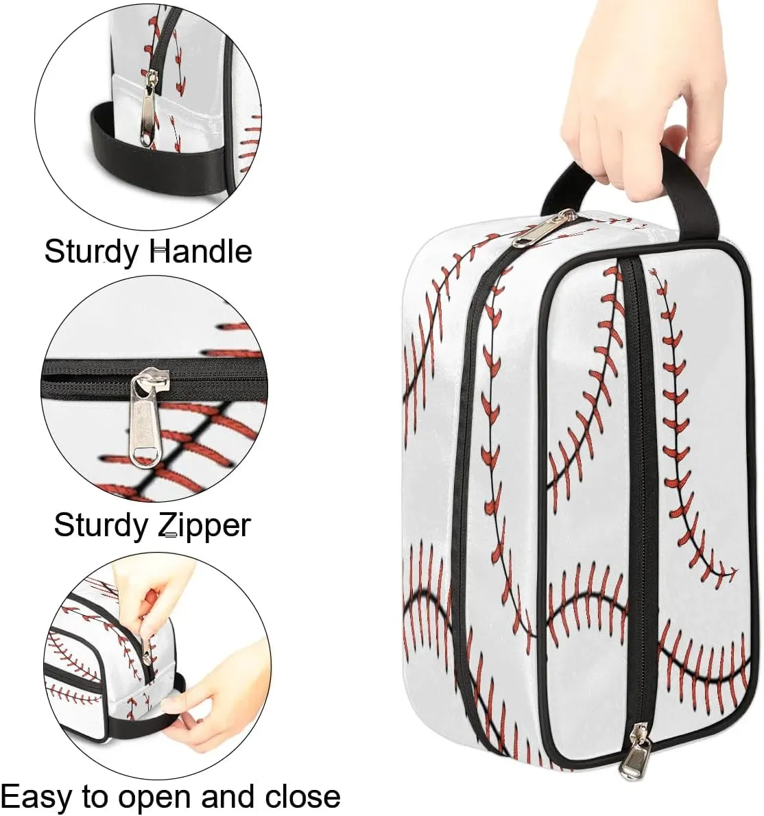 Baseball Toiletry Bag for Kids Boys Toiletry Pouch Waterproof Small Dopp Kit for Kids Hanging Wash Bag Cosmetic Bag Toiletry Bag for Travel Essential