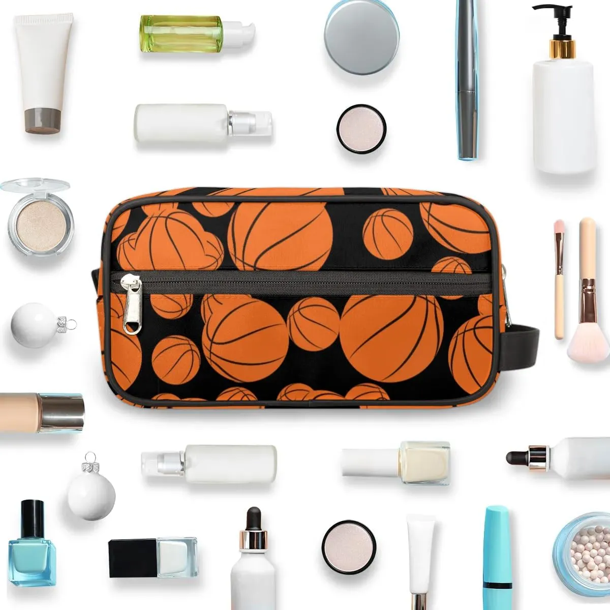 Basketball Travel Toiletry Bag for Women Men, Sports Water-resistant Shaving Bag Hanging Dopp Kit Cosmetic Organizer Makeup Bag for Toiletries Accessories