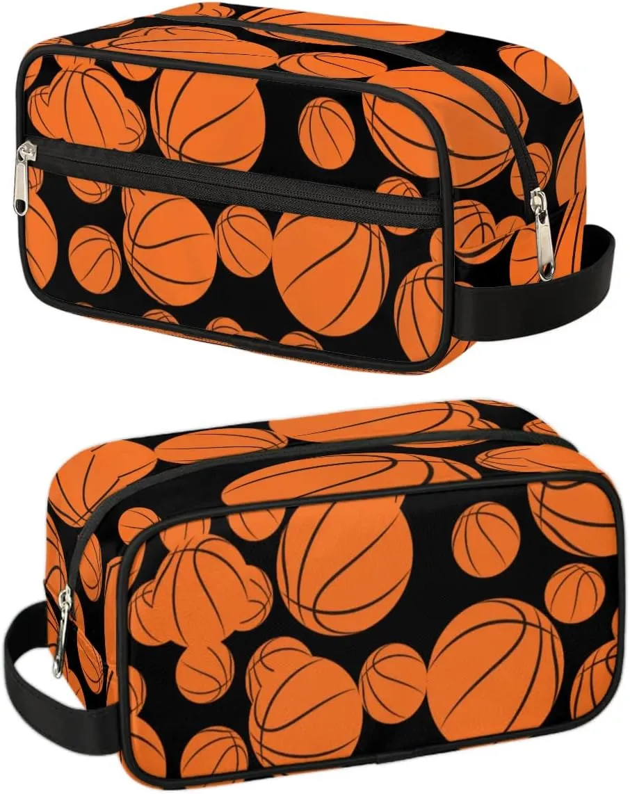 Basketball Travel Toiletry Bag for Women Men, Sports Water-resistant Shaving Bag Hanging Dopp Kit Cosmetic Organizer Makeup Bag for Toiletries Accessories