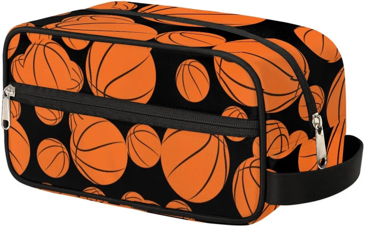 Basketball Travel Toiletry Bag for Women Men, Sports Water-resistant Shaving Bag Hanging Dopp Kit Cosmetic Organizer Makeup Bag for Toiletries Accessories