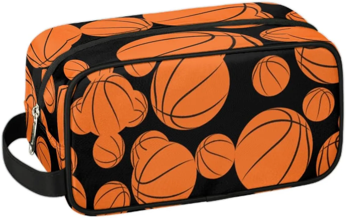 Basketball Travel Toiletry Bag for Women Men, Sports Water-resistant Shaving Bag Hanging Dopp Kit Cosmetic Organizer Makeup Bag for Toiletries Accessories