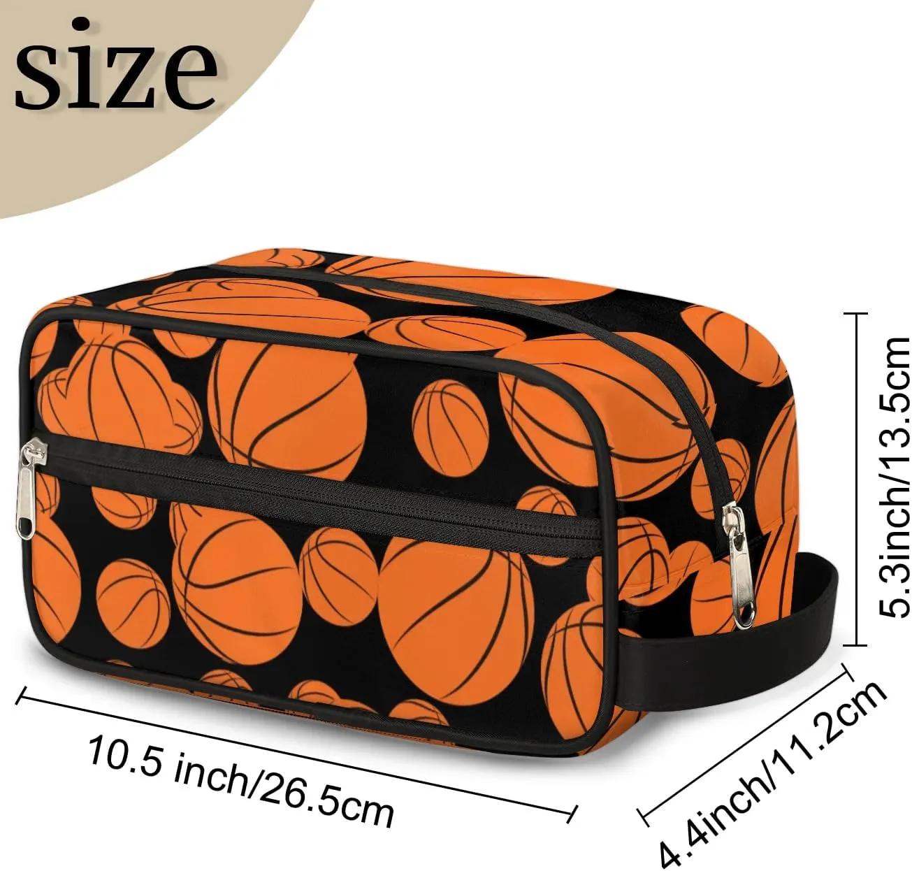 Basketball Travel Toiletry Bag for Women Men, Sports Water-resistant Shaving Bag Hanging Dopp Kit Cosmetic Organizer Makeup Bag for Toiletries Accessories