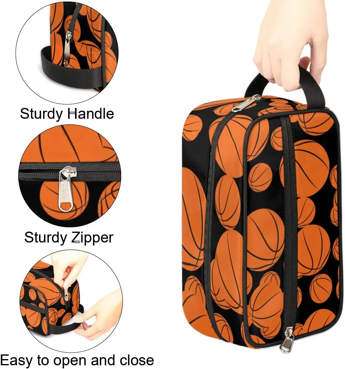 Basketball Travel Toiletry Bag for Women Men, Sports Water-resistant Shaving Bag Hanging Dopp Kit Cosmetic Organizer Makeup Bag for Toiletries Accessories