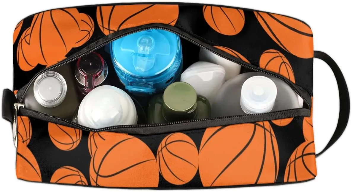 Basketball Travel Toiletry Bag for Women Men, Sports Water-resistant Shaving Bag Hanging Dopp Kit Cosmetic Organizer Makeup Bag for Toiletries Accessories