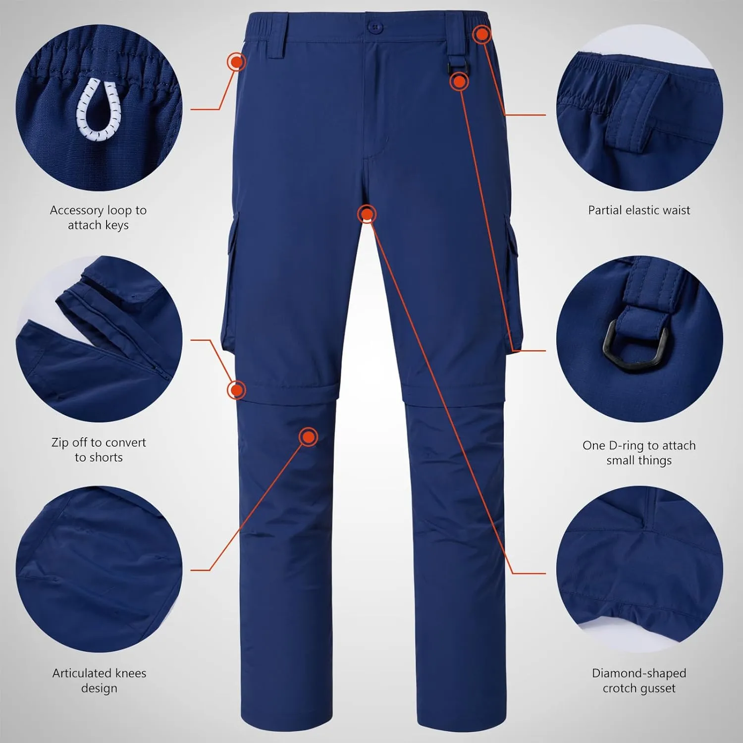 BASSDASH Men’s Outdoor Quick Dry Convertible Pants Zip-Off Water Resistant Lightweight Fishing Hiking Cargo Shorts UPF50 