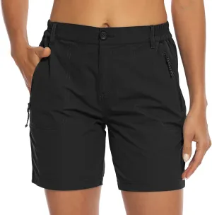 BASUDAM Women's Hiking Shorts Quick Dry Stretch Water Resistant Lightweight Outdoor Zipper Pockets