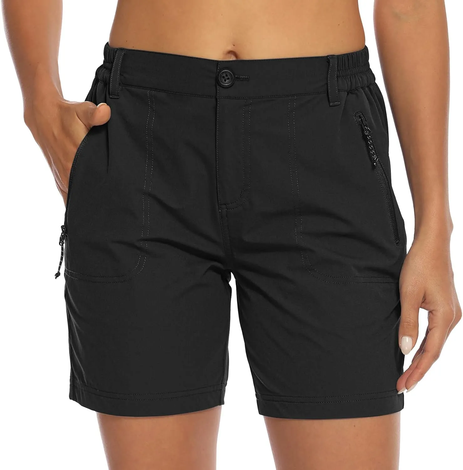 BASUDAM Women's Hiking Shorts Quick Dry Stretch Water Resistant Lightweight Outdoor Zipper Pockets