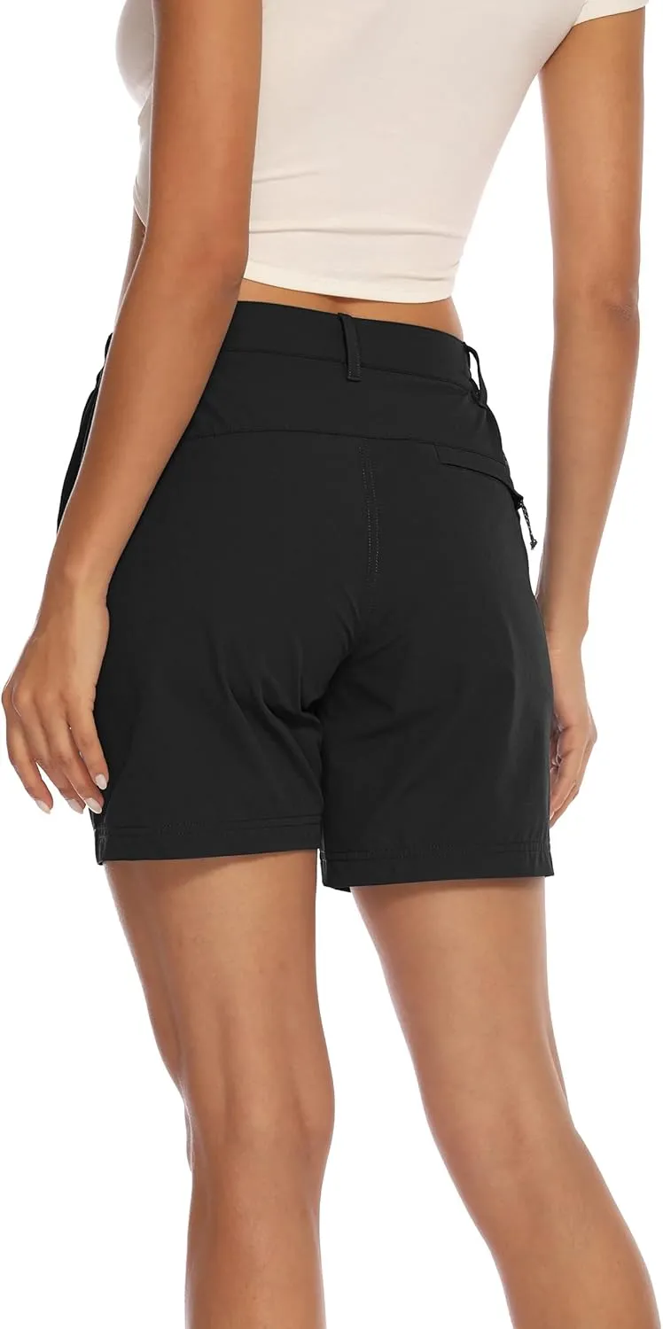 BASUDAM Women's Hiking Shorts Quick Dry Stretch Water Resistant Lightweight Outdoor Zipper Pockets