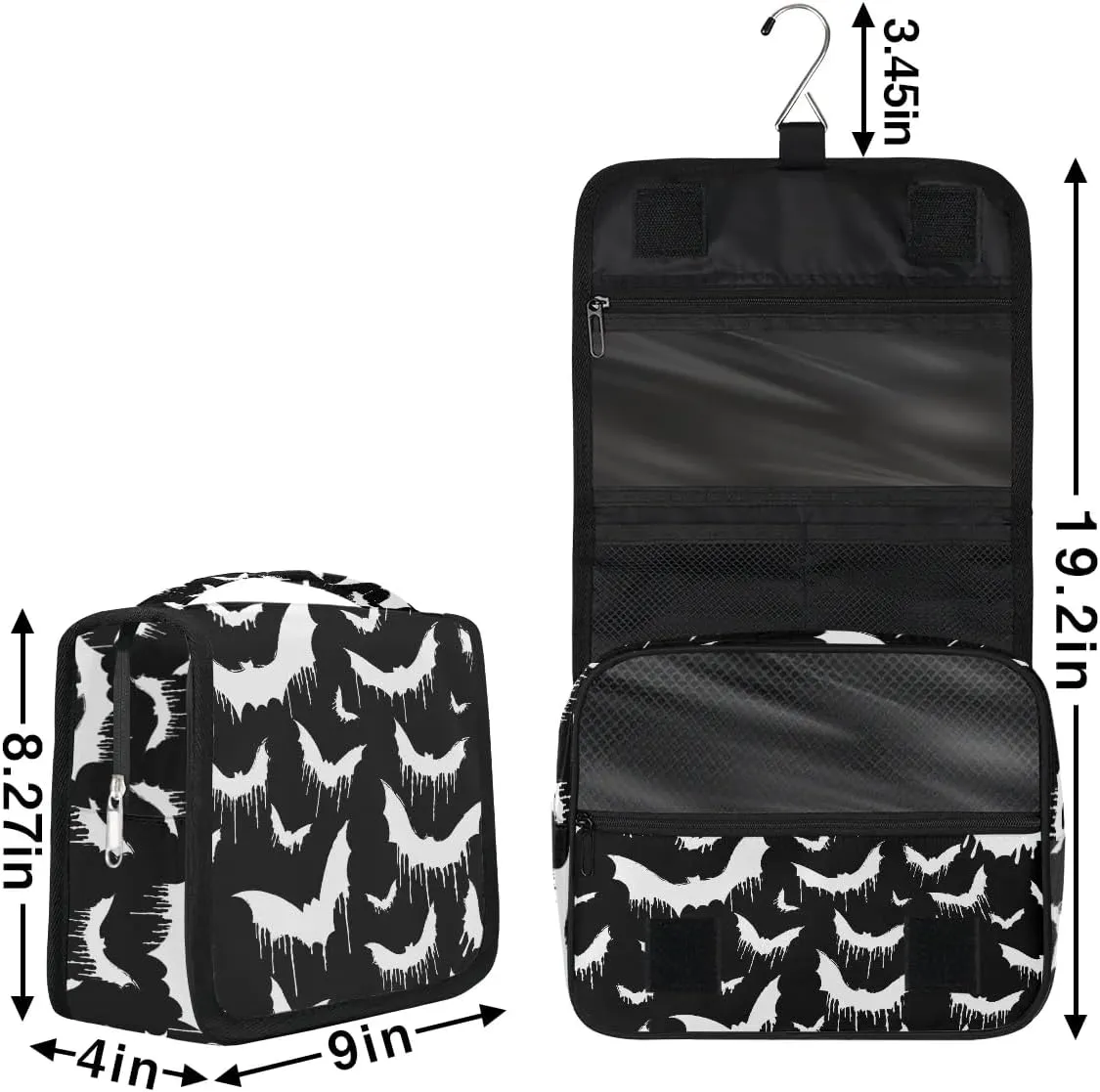 Bat Hanging Toiletry Bag for Women Men, Kids Toiletry Travel Bag, Halloween Waterproof Boys Toiletry Bag Makeup Kit Hanging Makeup Bag Cosmetic Bag Shaving Bag for Kids Adult Travel Essential