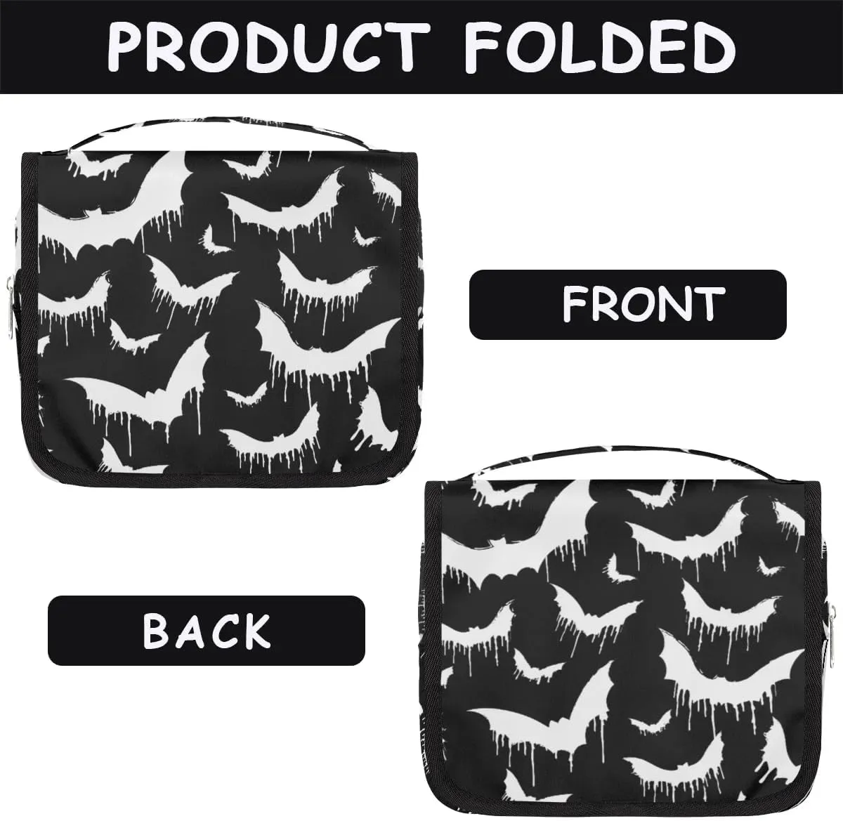 Bat Hanging Toiletry Bag for Women Men, Kids Toiletry Travel Bag, Halloween Waterproof Boys Toiletry Bag Makeup Kit Hanging Makeup Bag Cosmetic Bag Shaving Bag for Kids Adult Travel Essential
