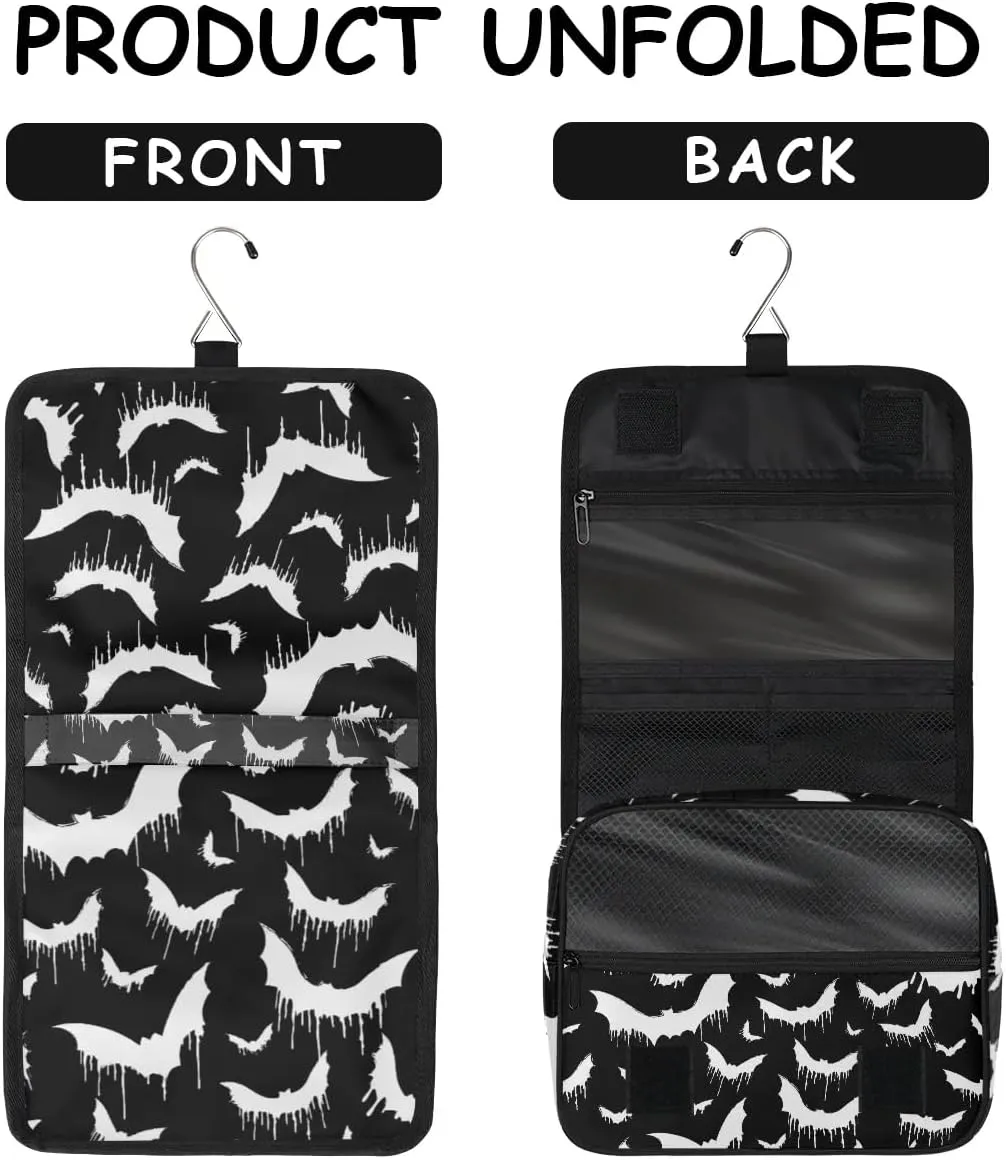 Bat Hanging Toiletry Bag for Women Men, Kids Toiletry Travel Bag, Halloween Waterproof Boys Toiletry Bag Makeup Kit Hanging Makeup Bag Cosmetic Bag Shaving Bag for Kids Adult Travel Essential