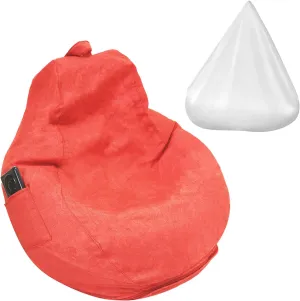 Bean Bag Chair Cover with Inner Liner (No Filler), 39" x 47" Stuffed Animal Storage Bean Bag Chair Cover, Upgrade Easy Cleaning Cotton Linen Bean Bag Cover Only (Orange, X-Large)