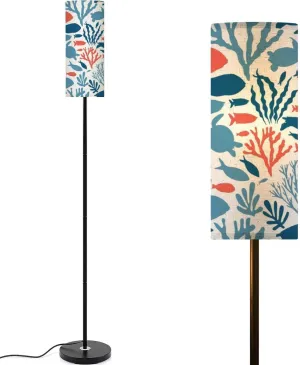 Beautiful seamless tropical pattern corals seaweed fish for wallpapers Modern Floor Lamp Minimalist Standing Lamps for Living Room LED Corner Lamp Remote Control Metal Pole Lamp for Bedroom, Reading