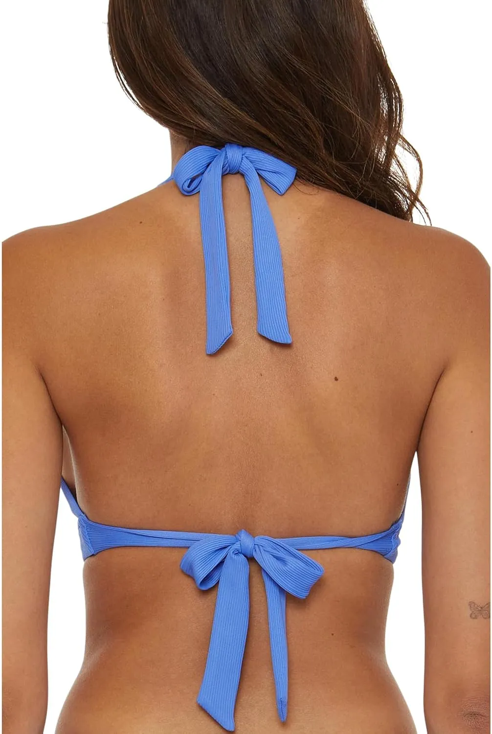 BECCA Women's Modern Edge Halter Bikini Top, Adjustable, Tie Back, Swimwear Separates