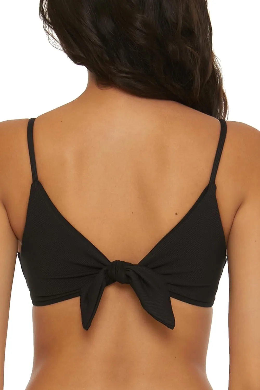 BECCA Women's Standard Modern Edge Bralette Bikini Top, Adjustable, Tie Back, Swimwear Separates