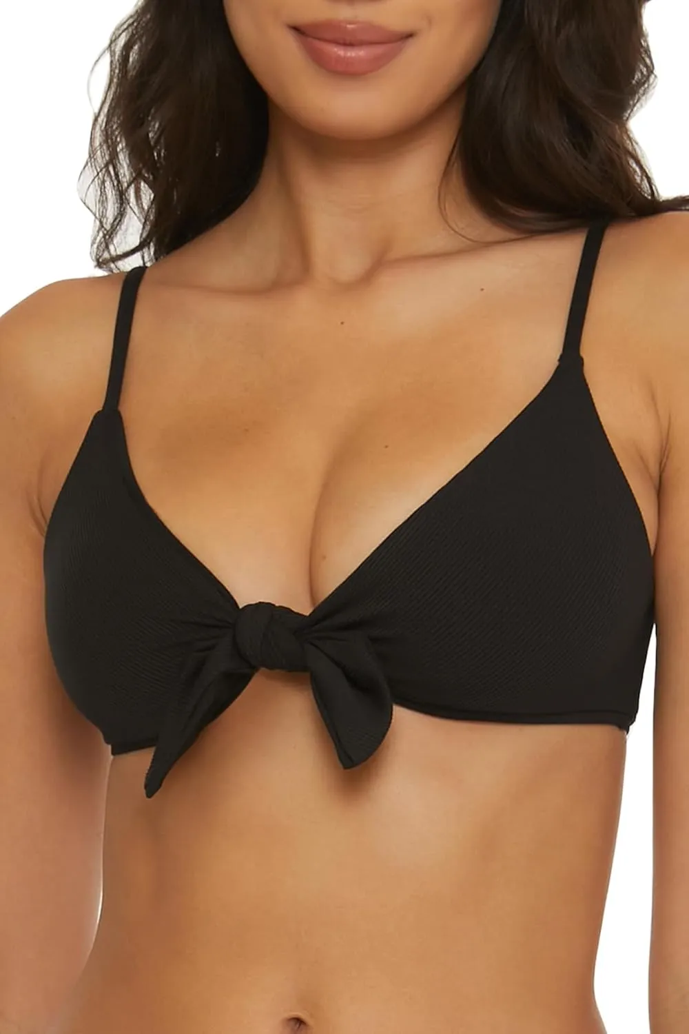 BECCA Women's Standard Modern Edge Bralette Bikini Top, Adjustable, Tie Back, Swimwear Separates