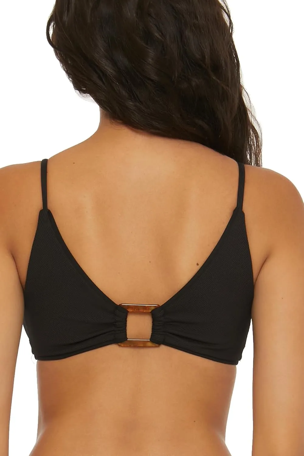 BECCA Women's Standard Modern Edge Bralette Bikini Top, Adjustable, Tie Back, Swimwear Separates