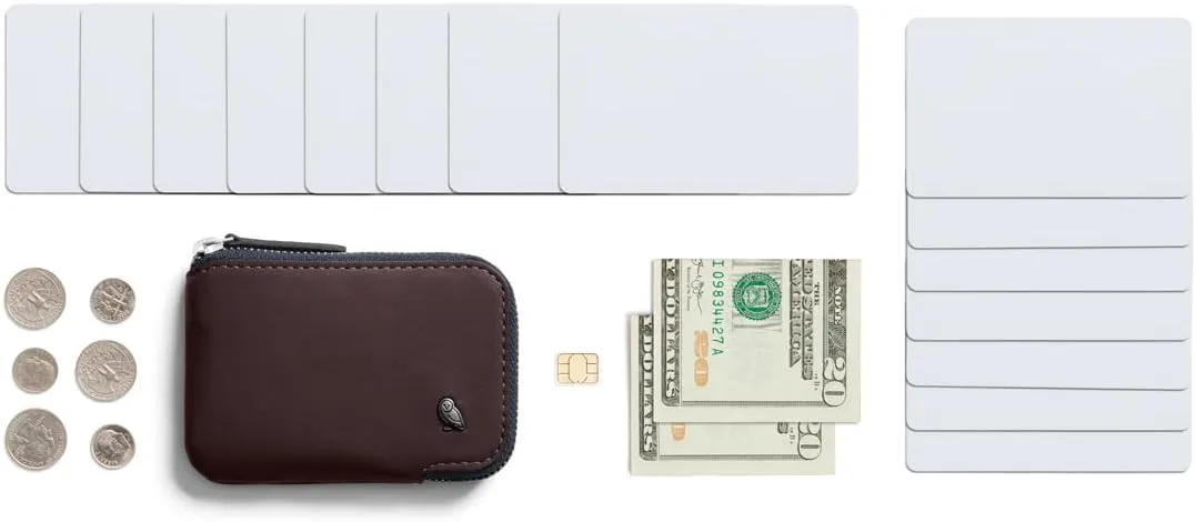Bellroy Card Pocket (Small Leather Zipper Card Holder Wallet, Holds 4-15 Cards, Coin Pouch, Folded Note Storage)