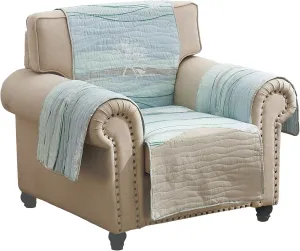 Benjara BM307062 81 in. Niha Ocean Wave Print & Quilting Arm Chair Cover Multi Color