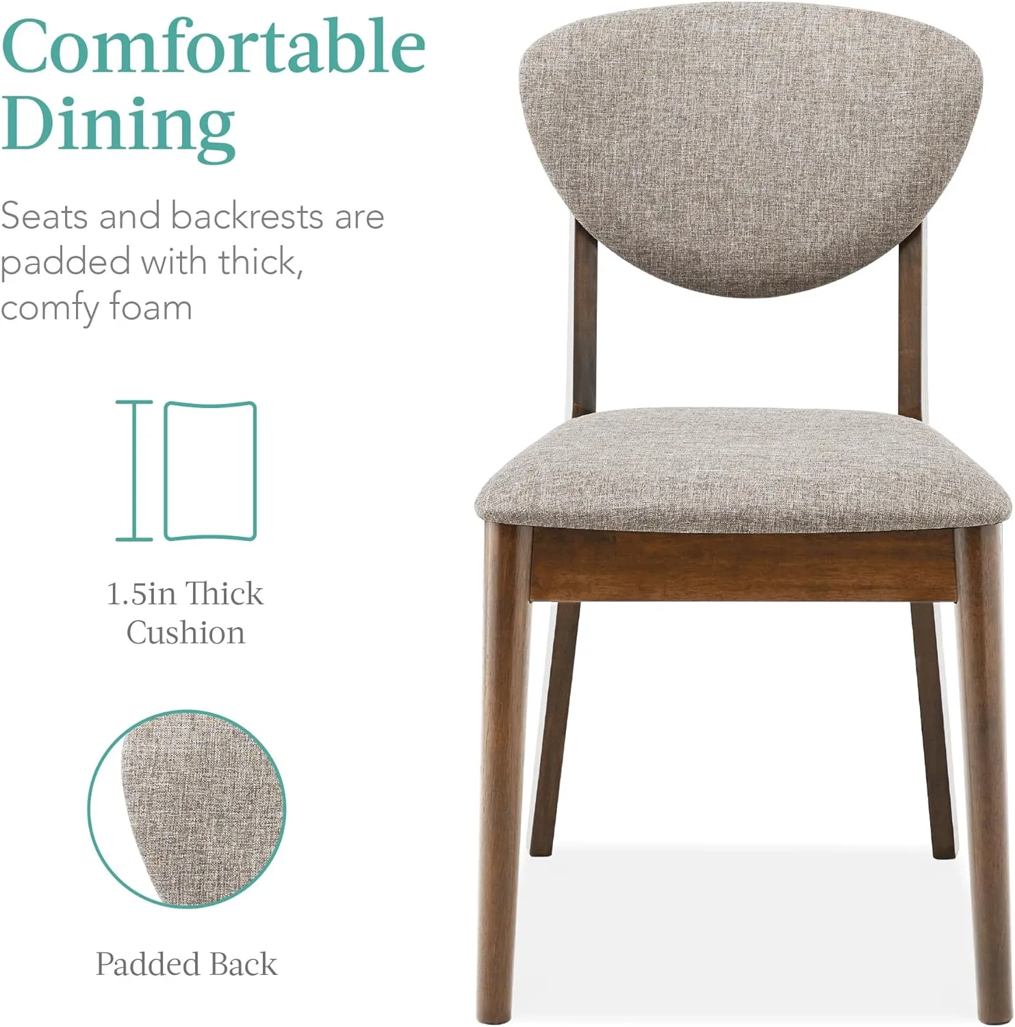 Best Choice Products 5-Piece Dining Set, Compact Mid-Century Modern Table & Chair Set for Home, Apartment w/ 4 Chairs, Padded Seats & Backrests, Wooden Frame - Walnut/Light Gray