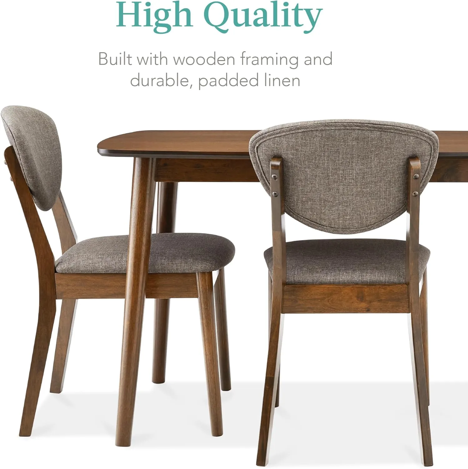 Best Choice Products 5-Piece Dining Set, Compact Mid-Century Modern Table & Chair Set for Home, Apartment w/ 4 Chairs, Padded Seats & Backrests, Wooden Frame - Walnut/Light Gray