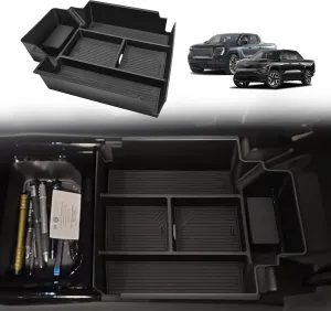 BestEvMod Center Console Organizer Tray Compatible with Chevrolet Silverado EV WT RST LT/Sierra EV 2024 2025 Pickup Armrest Storage Box (Top)