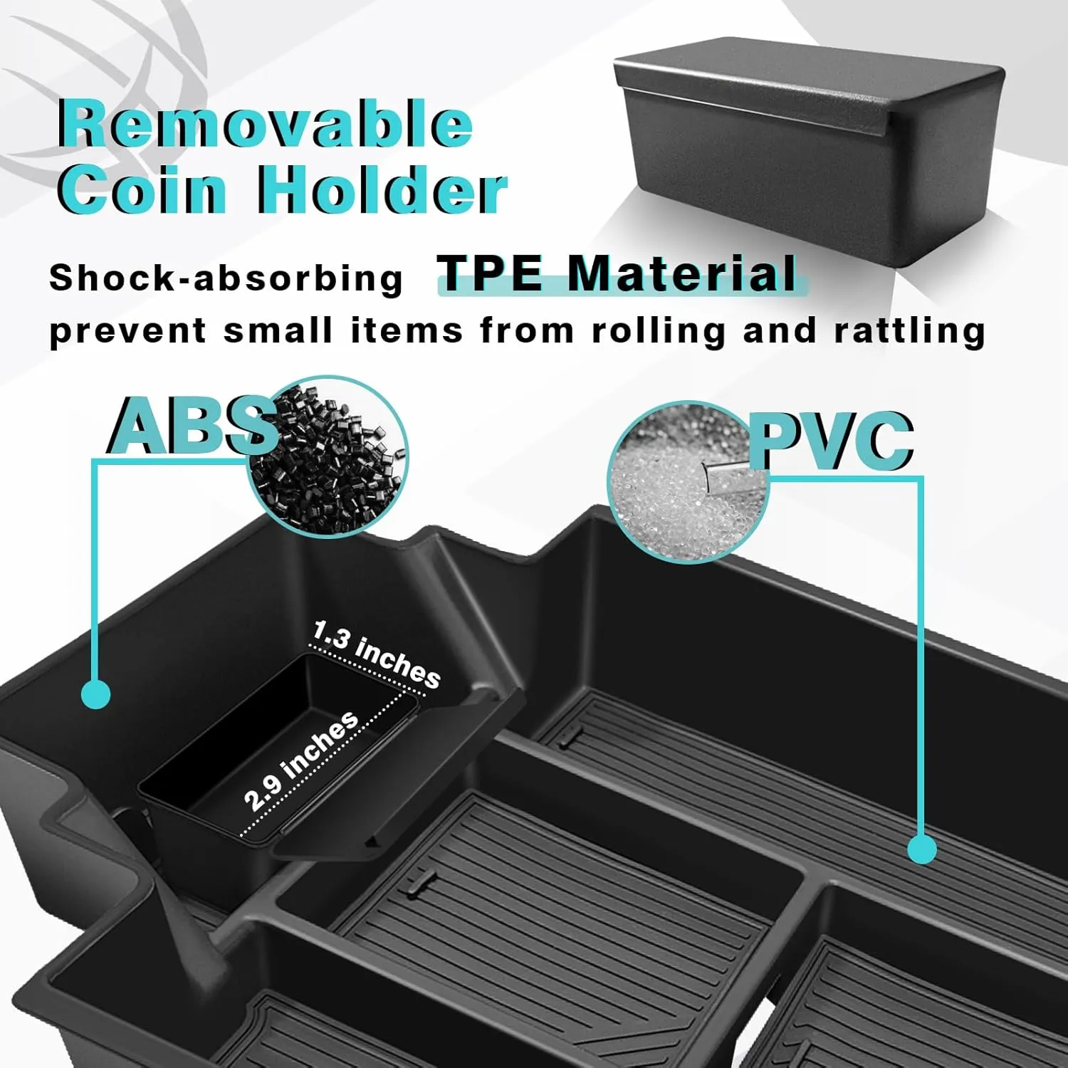 BestEvMod Center Console Organizer Tray Compatible with Chevrolet Silverado EV WT RST LT/Sierra EV 2024 2025 Pickup Armrest Storage Box (Top)