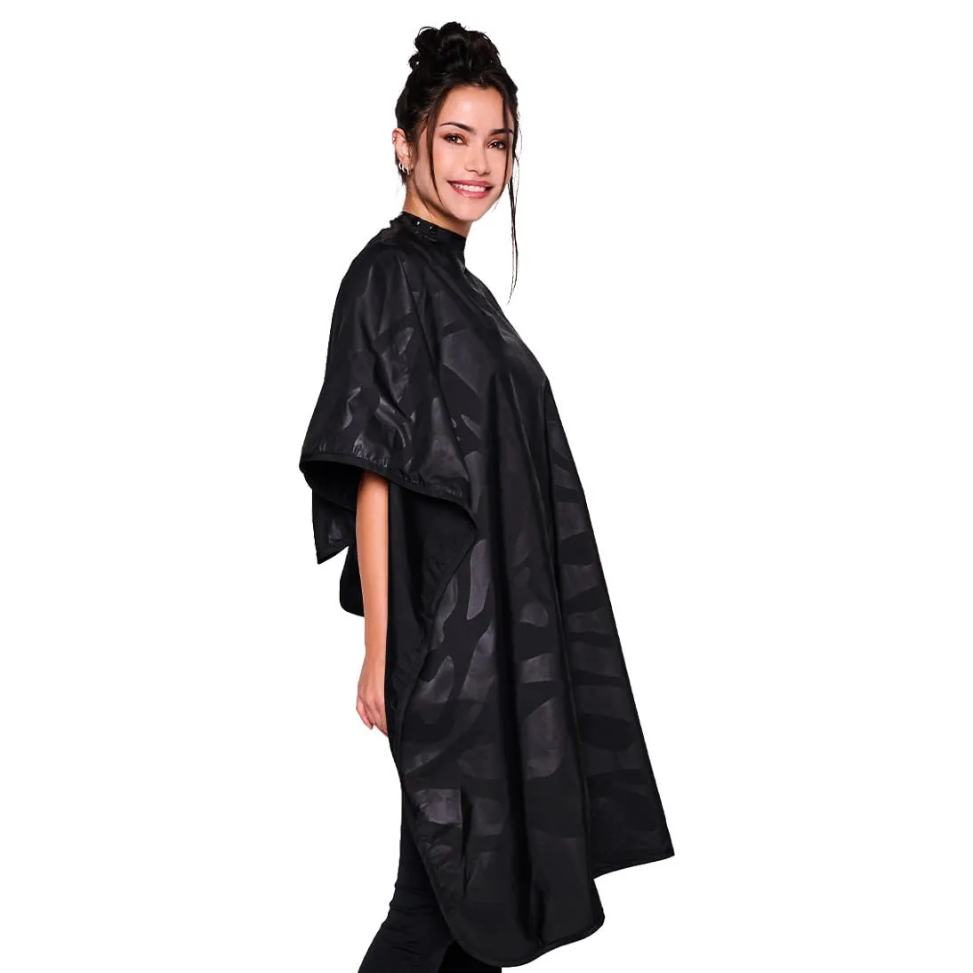 Betty Dain Bleach-proof All Purpose Styling Cape, Material Defends Against Bleach Stains, Color Proof, Chemical Proof, Waterproof, Lightweight Embossed Nylon, Black