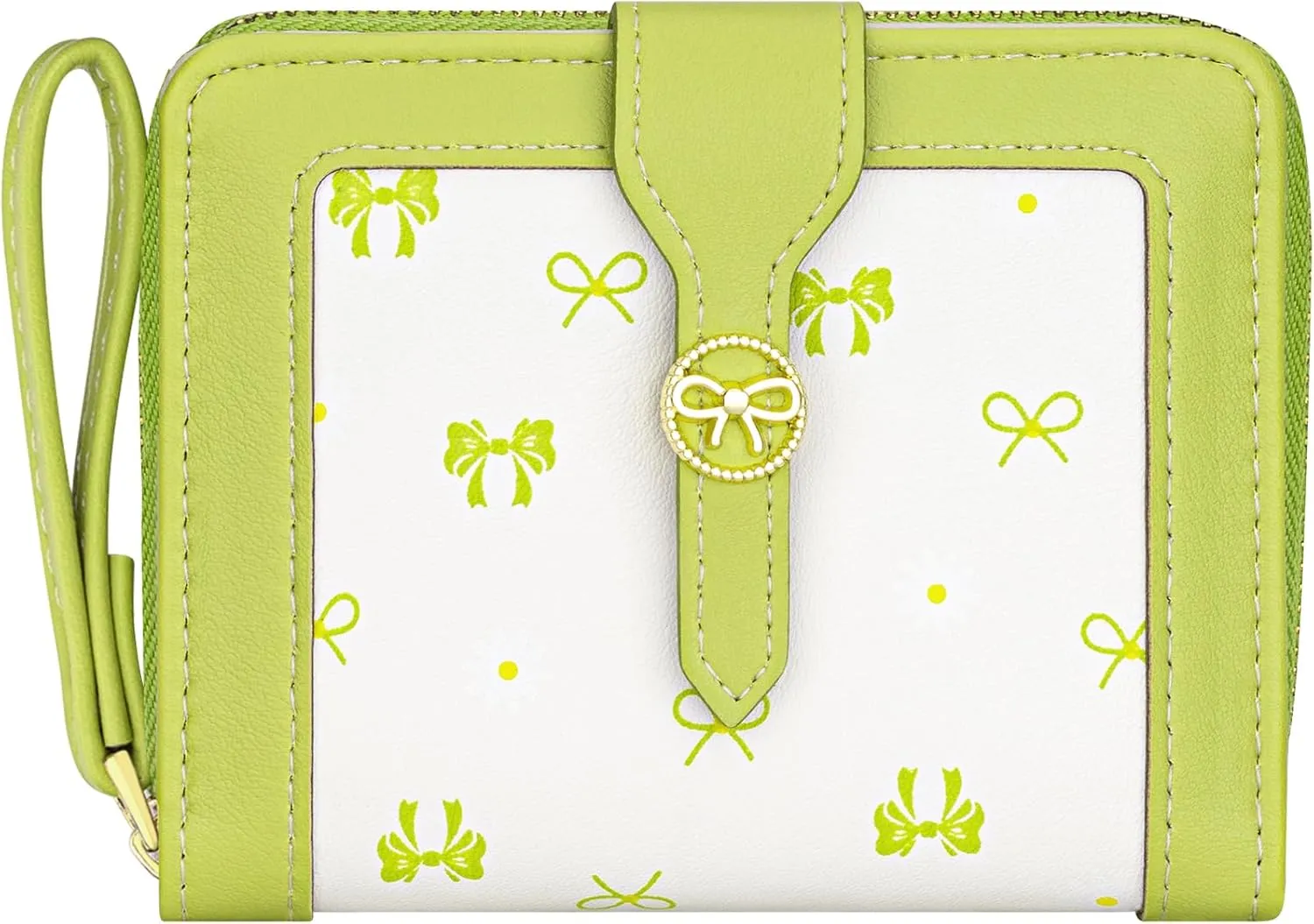 BIAOTIE Bow Women's Wallet Cute Bifold Zipper Around Wallet for Women RFID Credit Card Holder Purse for Ladies Aesthetic Leather Card Holder Purse