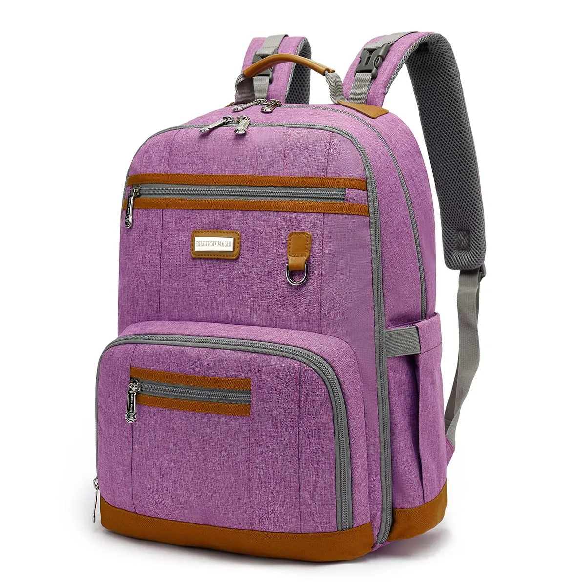 BILLITON MSHI Diaper Bag Backpack for Women Large Capacity Waterproof -Multifunctional with Insulated Pockets for Baby Girl & Boy, Unisex Maternity Travel Bag（Purple）