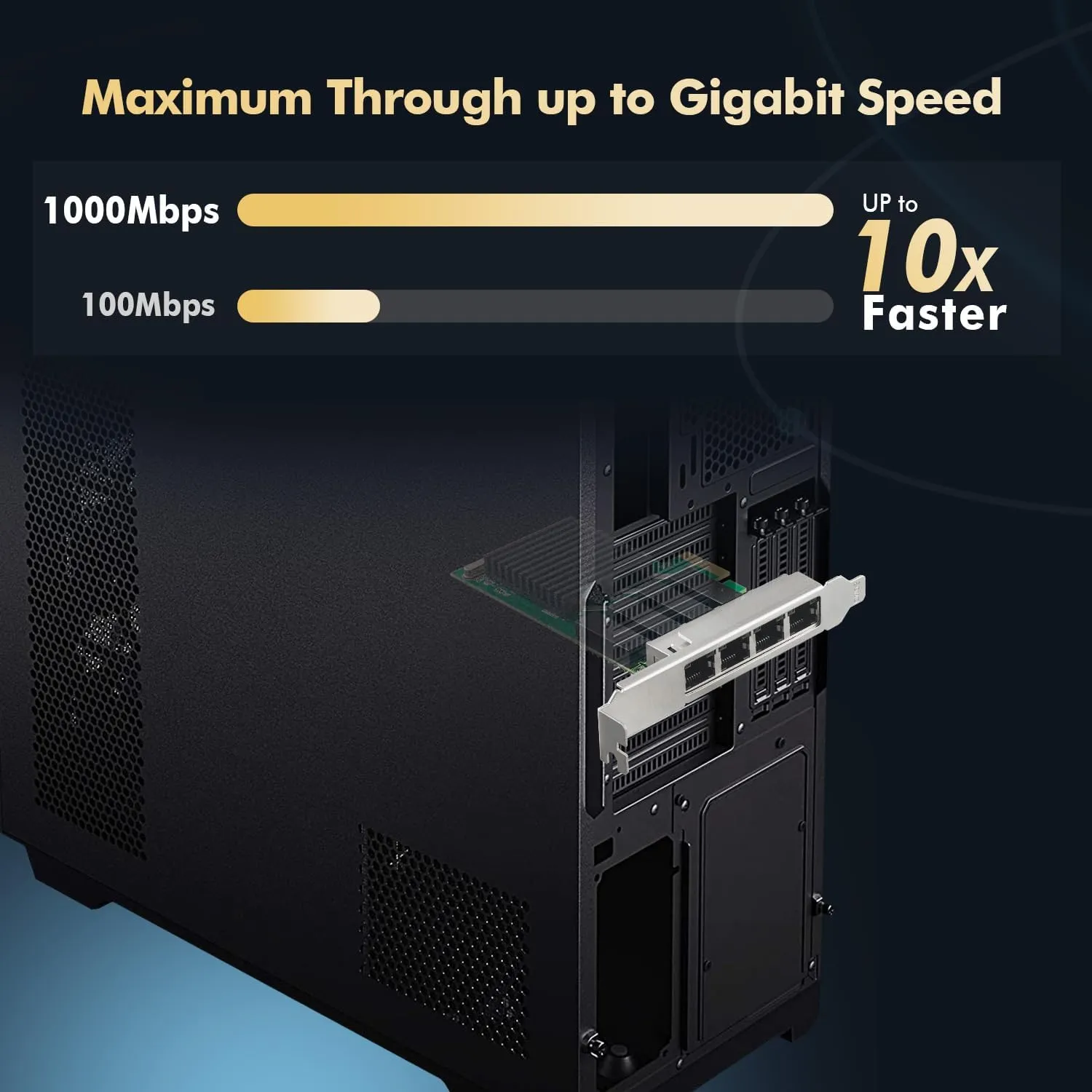 Binardat 4 Port Gigabit PCIe Network Adapter, Realtek RT8111H Controller 1000/100Mbps Ethernet LAN NIC Card for Windows/Linux/Mac