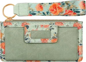 Bistup Wristlet Wallets Women - Cute Leather Ladies Teen Girls Credit Card Holder Keychain Large Capacity Flower Floral Rfid