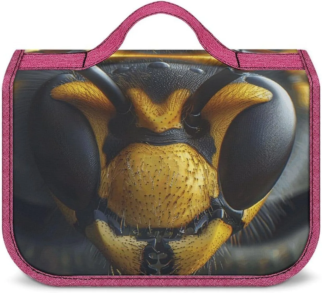 Black Wasp Face Travel Toiletry Bag for Women,Hanging Toiletry Organizer with Hook, Makeup Bag Travel Organizer for Shampoo,Toiletriesl