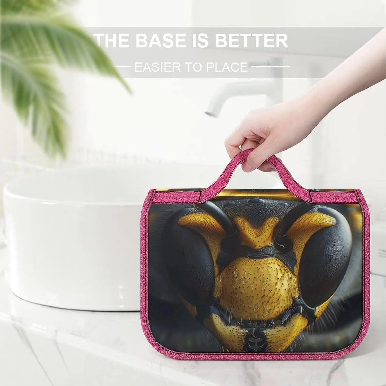 Black Wasp Face Travel Toiletry Bag for Women,Hanging Toiletry Organizer with Hook, Makeup Bag Travel Organizer for Shampoo,Toiletriesl