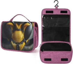 Black Wasp Face Travel Toiletry Bag for Women,Hanging Toiletry Organizer with Hook, Makeup Bag Travel Organizer for Shampoo,Toiletriesl