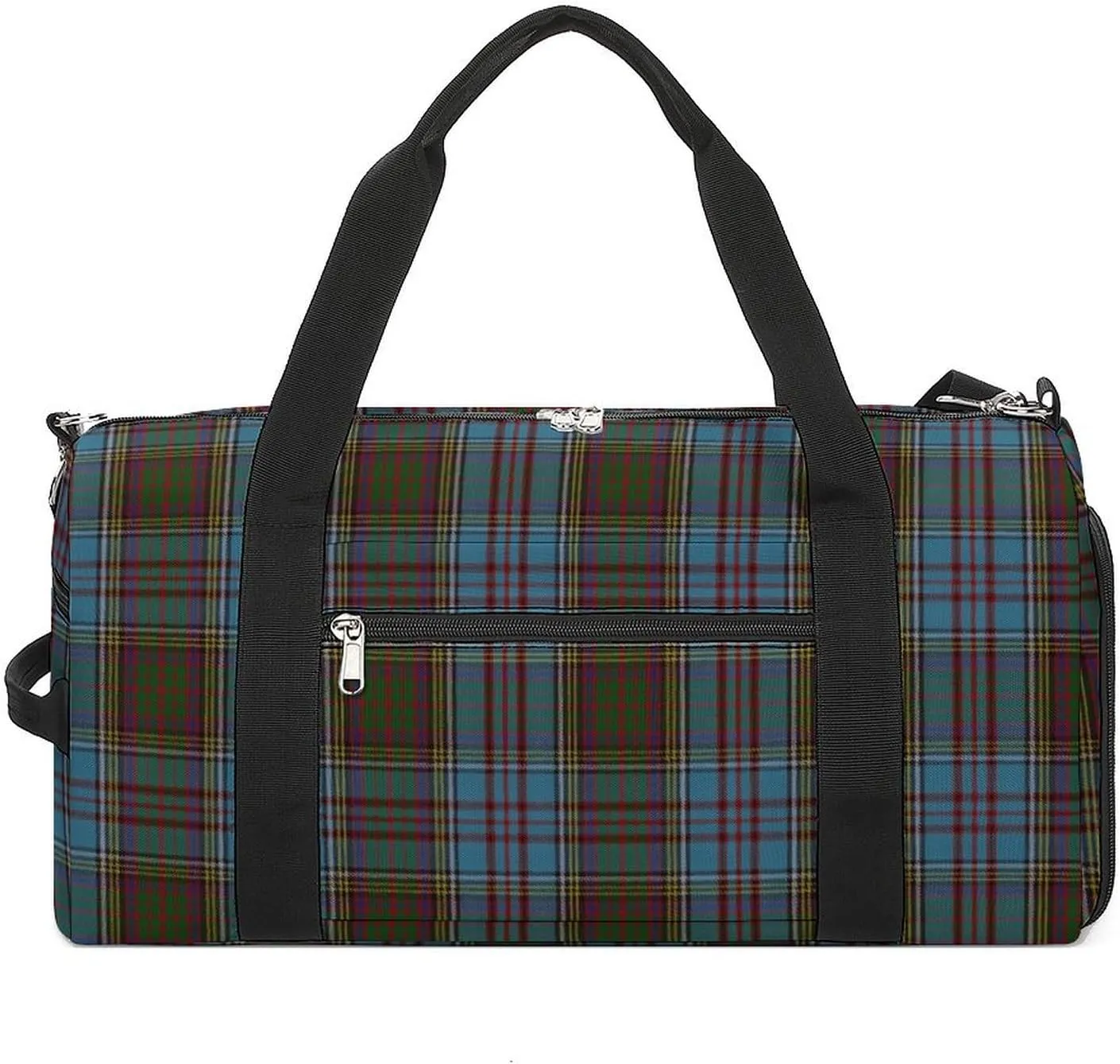 Black Watch Tartan Pattern Portable Large Capacity Fully Printed Fitness Bag Unisex