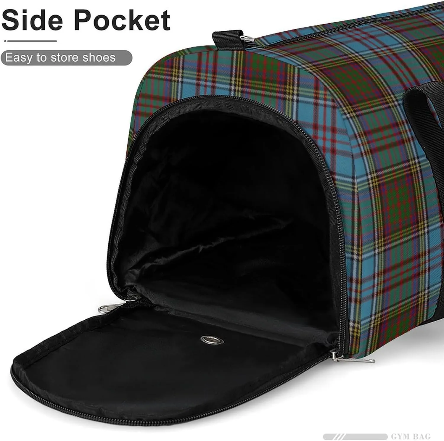 Black Watch Tartan Pattern Portable Large Capacity Fully Printed Fitness Bag Unisex