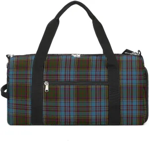 Black Watch Tartan Pattern Portable Large Capacity Fully Printed Fitness Bag Unisex