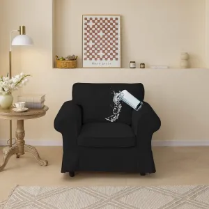 Black Waterproof Ektorp Chair Cover Custom Made Compatible for IKEA Ektorp Armchair Linen Style Ektorp Chair Cover, 3 Pieces