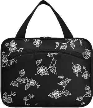 Blackberries Simple Line Art hanging makeup bag with compartments with hook, designer portable medicine bag for women cruises maletín para maquillaje L