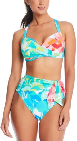 Bleu Rod Beattie Women's Twist-Front Bikini Top (Blue Multi, 36DD)