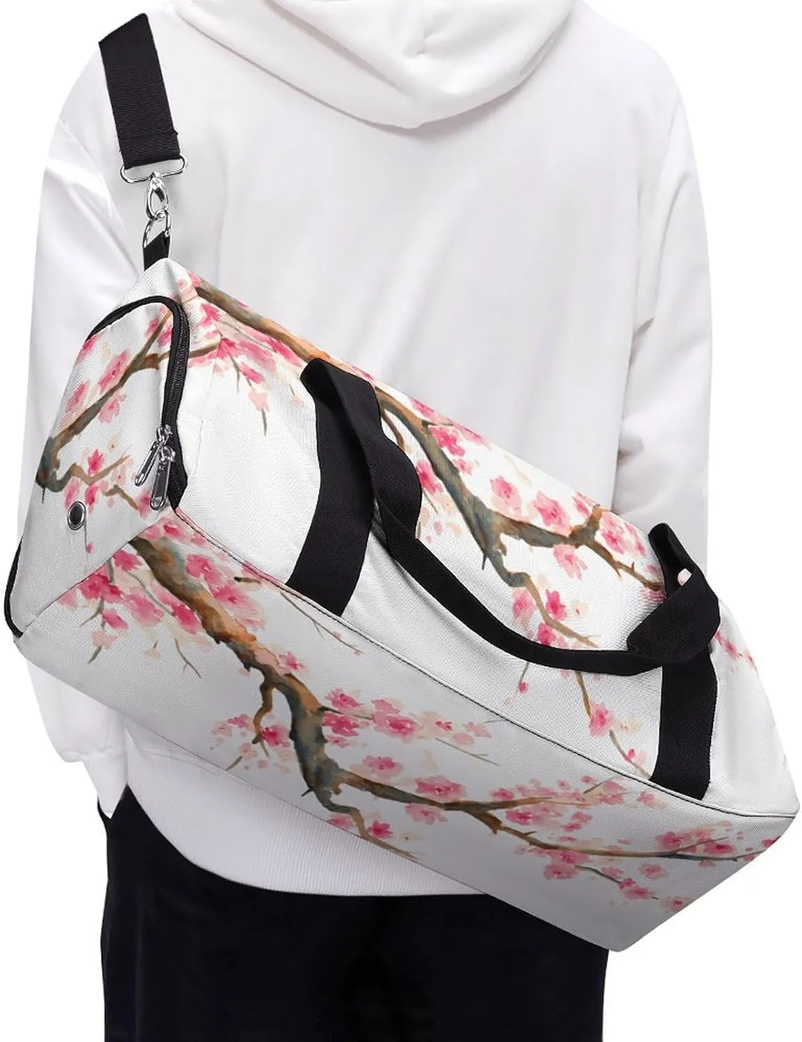 Blue And White Floral Toile Fitness Bag with Large Capacity Backpack And Waterproof Bag