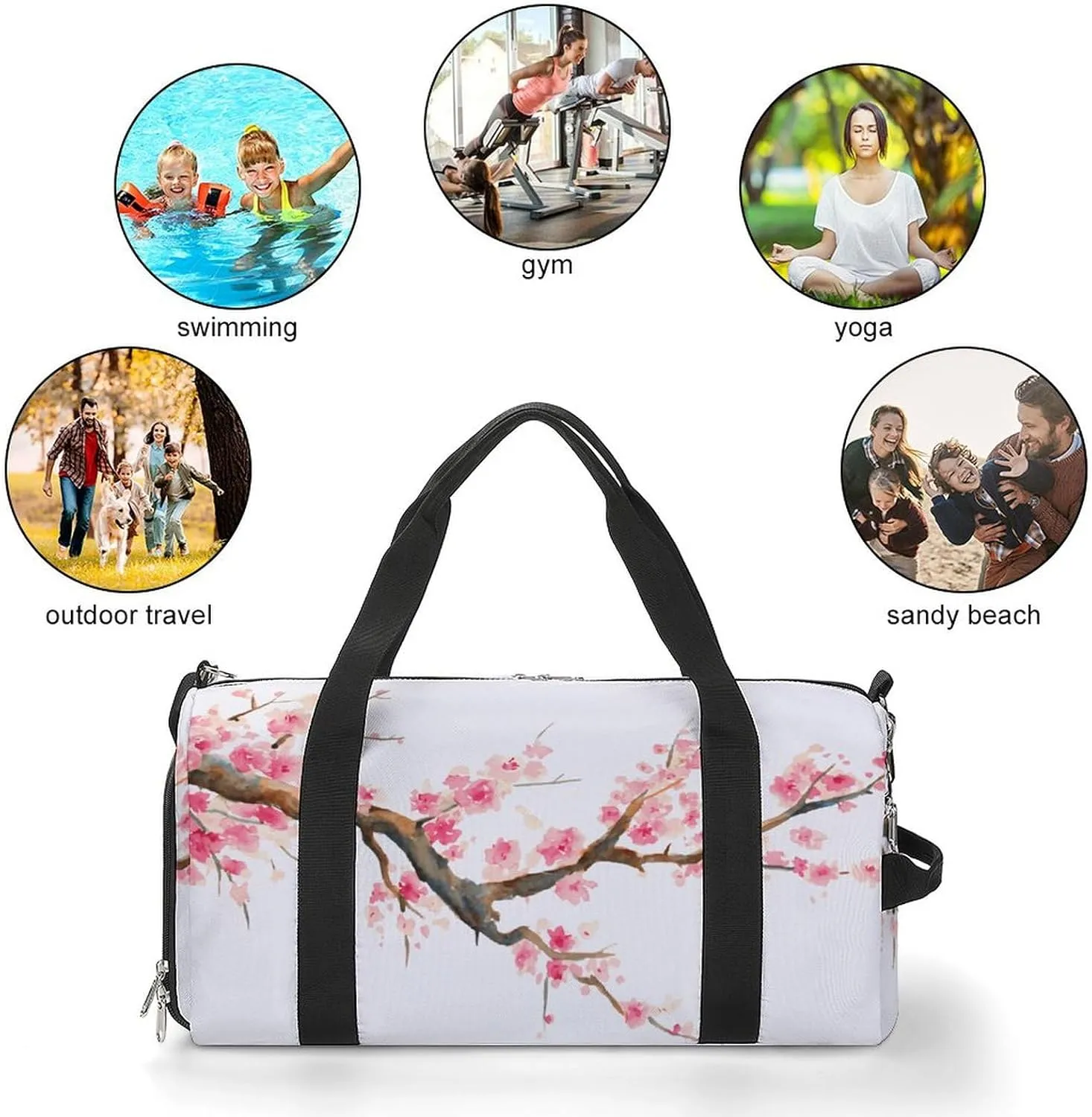 Blue And White Floral Toile Fitness Bag with Large Capacity Backpack And Waterproof Bag