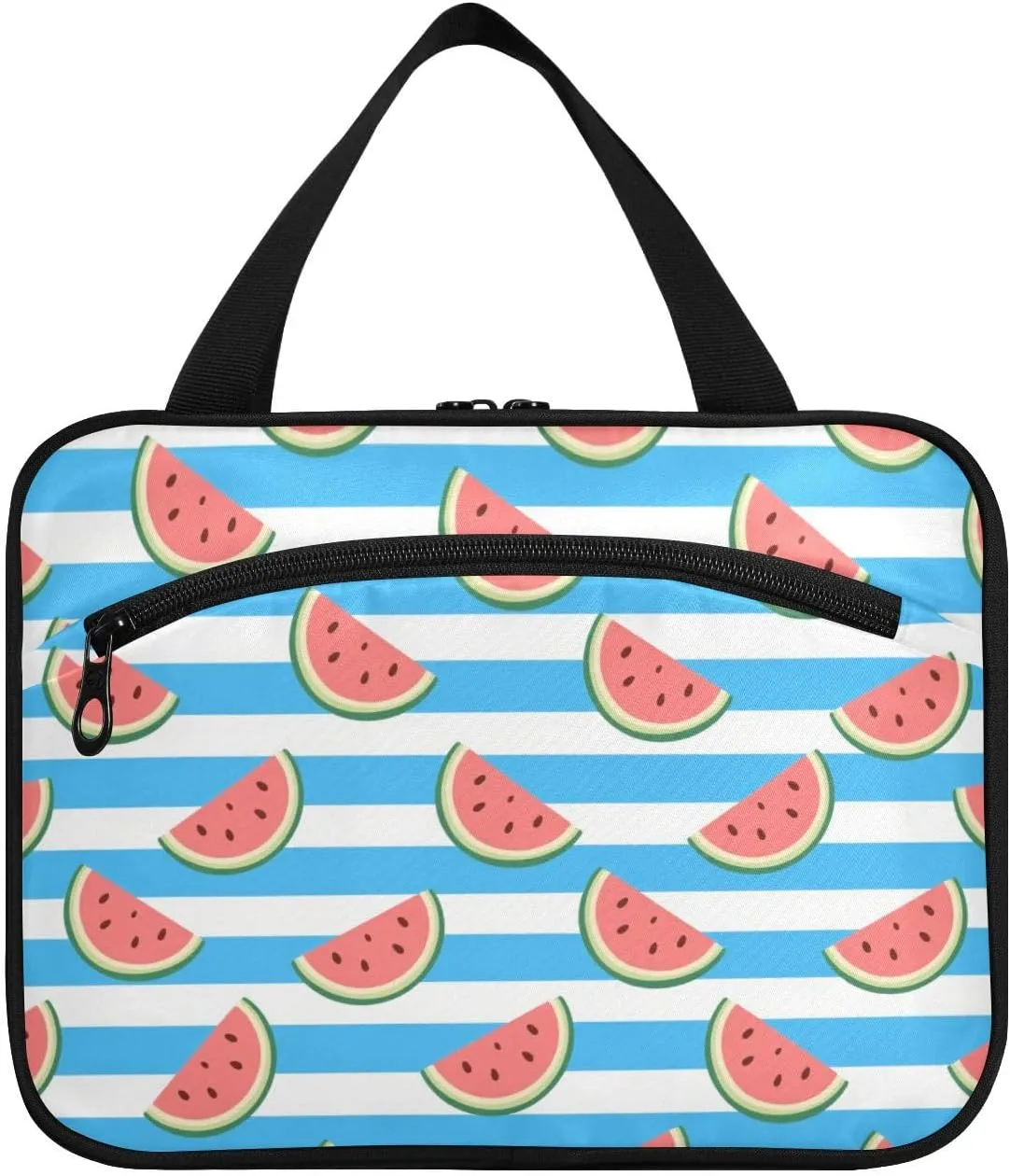 Blue White Striped Fruit Watermelon hanging kit for travel with hook, designer foldable quilted makeup bag for mom work bolso de para mujer L