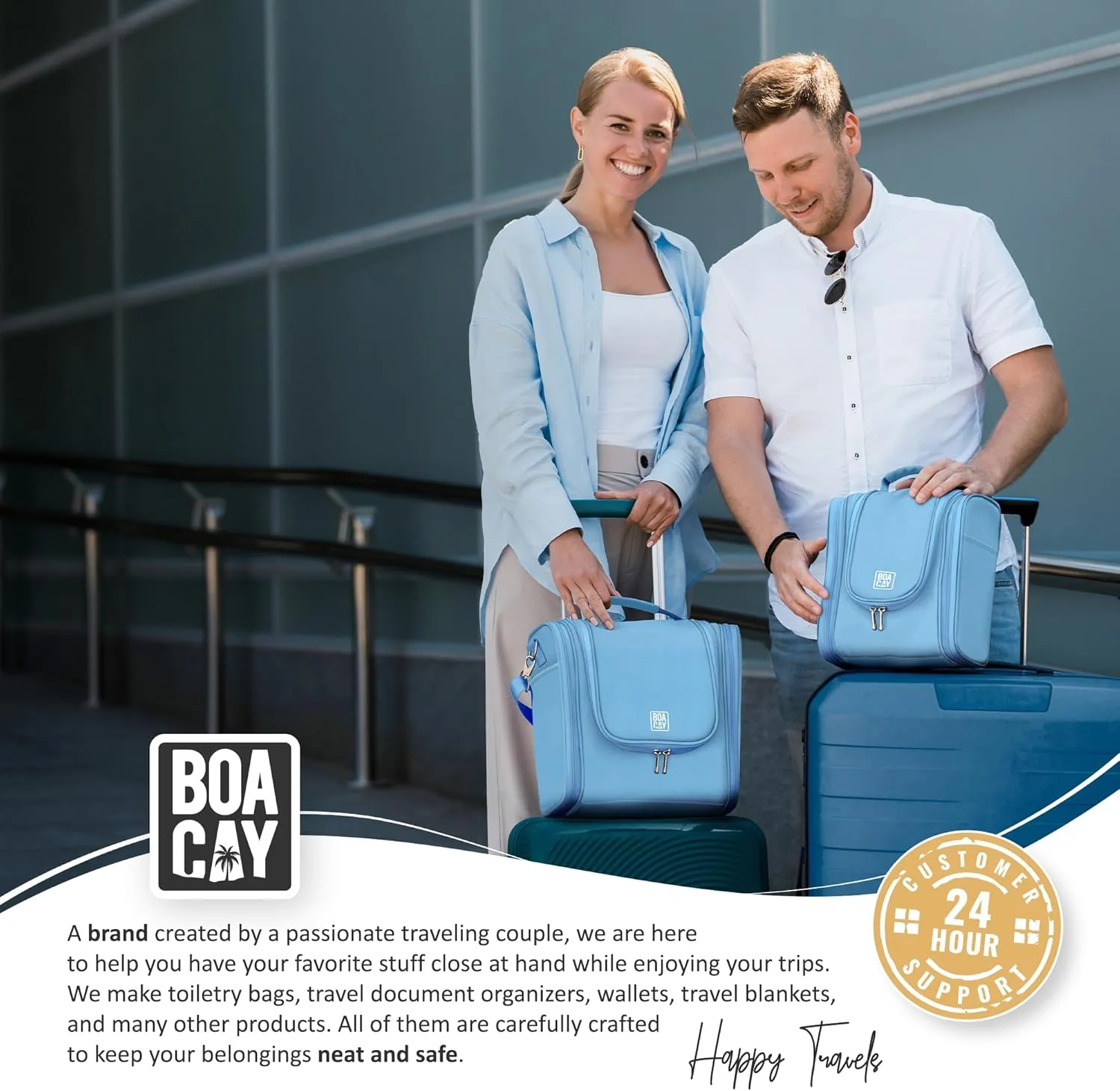 BOACAY Hanging Travel Toiletry Bag for Women and Men, Makeup Bag, Bathroom & Shower Organizer Kit for Accessories, Cosmetics, Travel Essentials