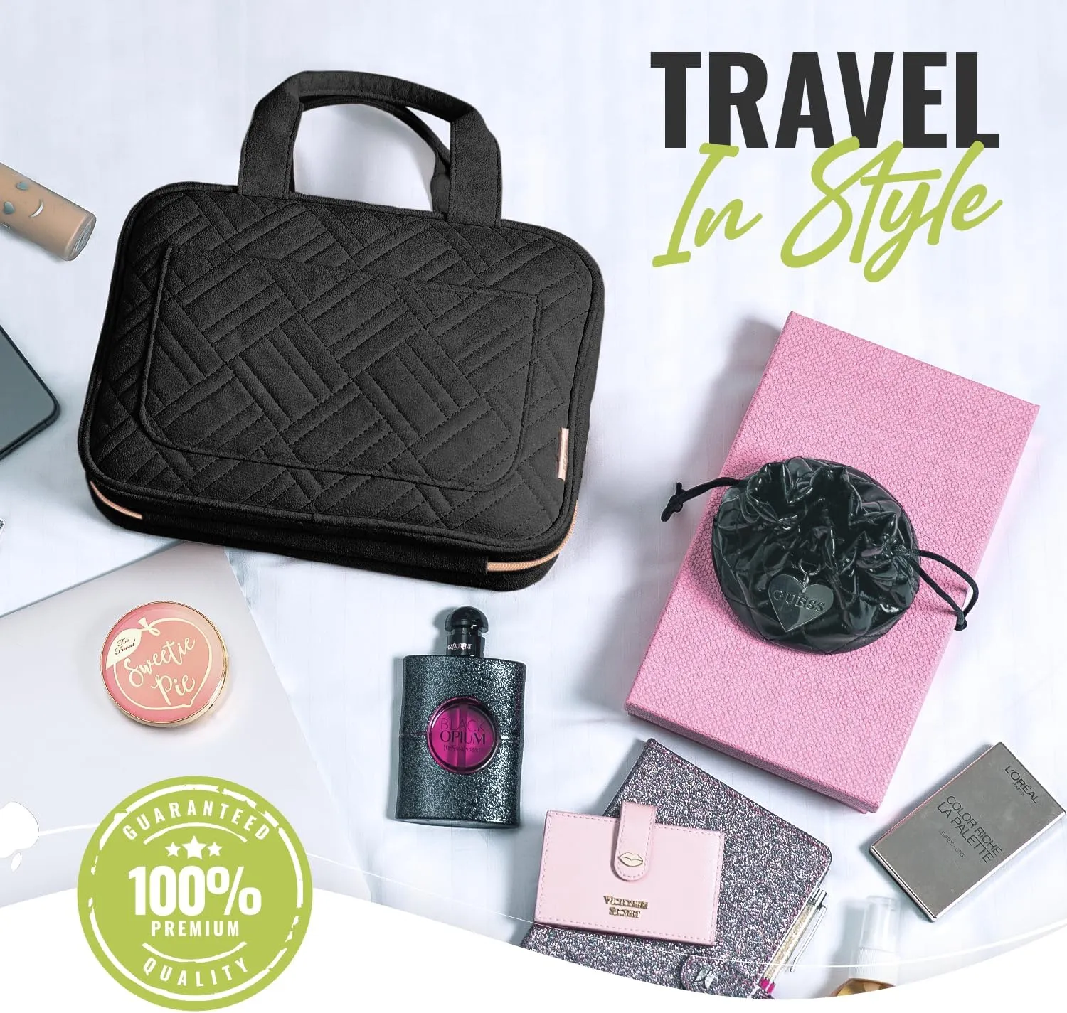BOACAY Hanging Travel Toiletry Bag for Women, Makeup Bag, Bathroom & Shower Organizer Kit for Accessories, Cosmetics, Travel Essentials