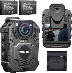 BOBLOV T5 256GB 1440P Body Camera with Video and Audio, 2 * 1800mAh Batteies with Dock, Wearable Police Body Cameras for Law Enforcement, Night Vision, Compact and Lightweight (256GB)